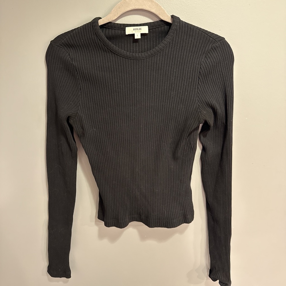 Agolde Alma Shrunken Crew Neck Shirt